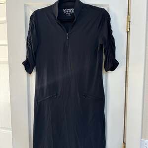 IBKUL Solid Ruched Elbow Sleeve Dress